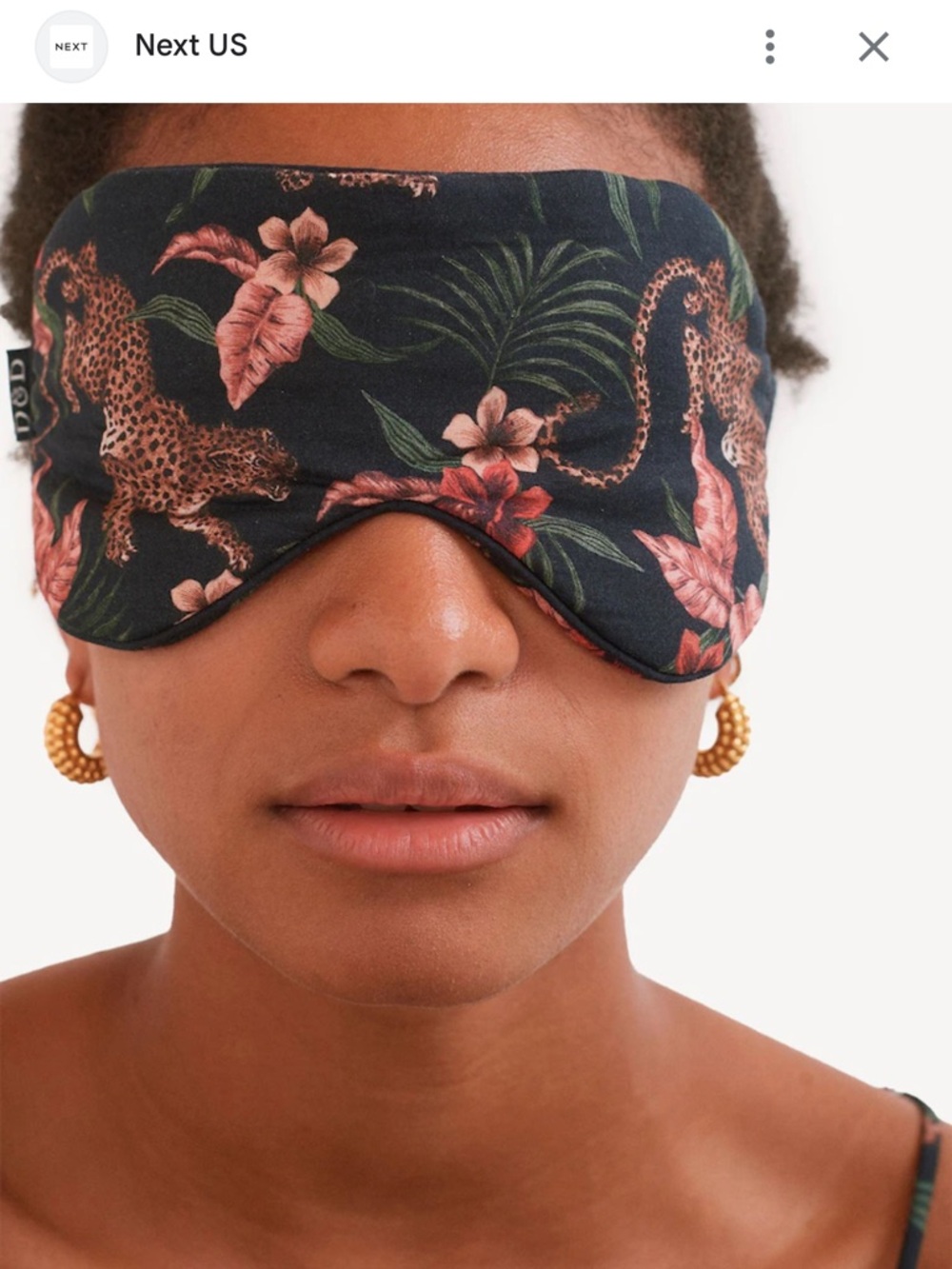 Desmond & Dempsey Soleia Printed Cotton eye Mask - Navy